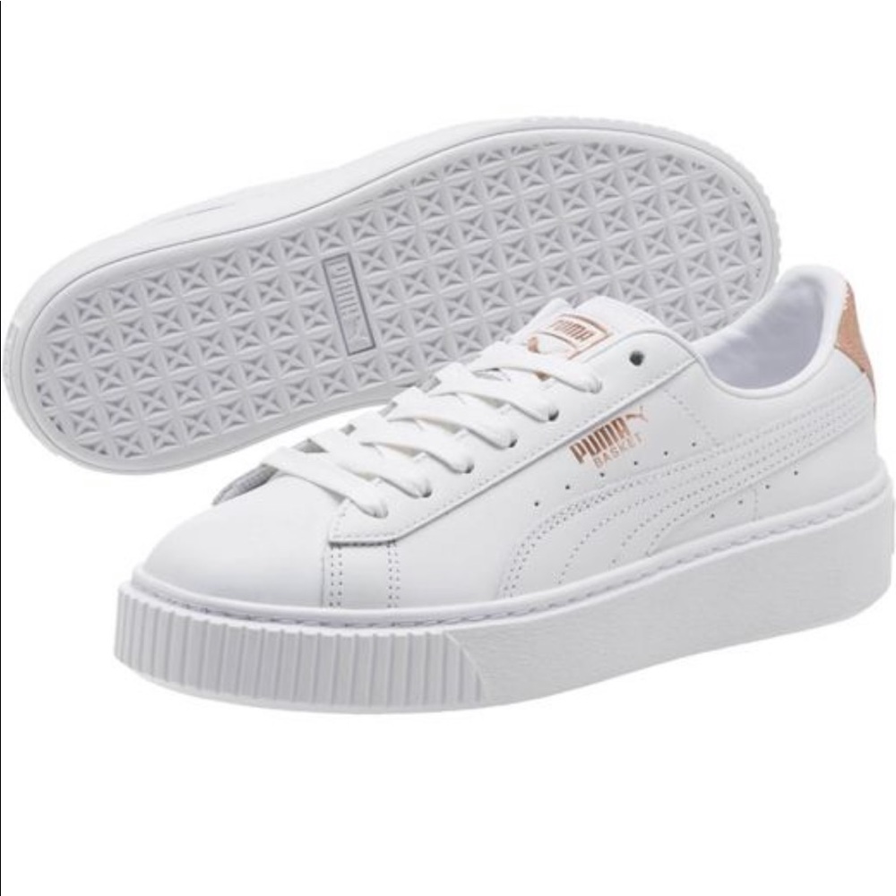 Puma Basket platform sneaker w rose gold
